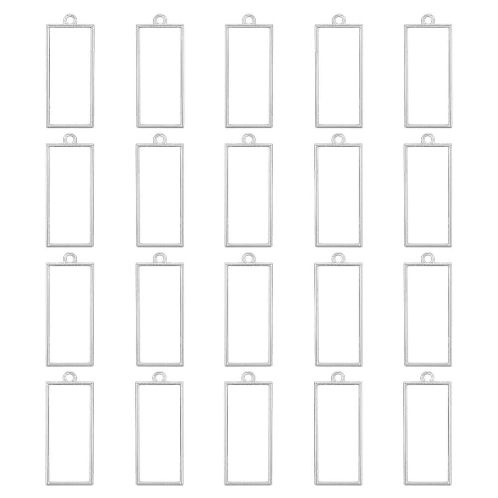 7182 Open Back Bezel Pendants, 30pcs Rectangle Hollow Frame Charm Geometric